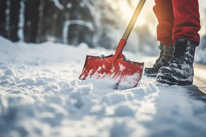 Person mit einer Schneeschaufel im Winter